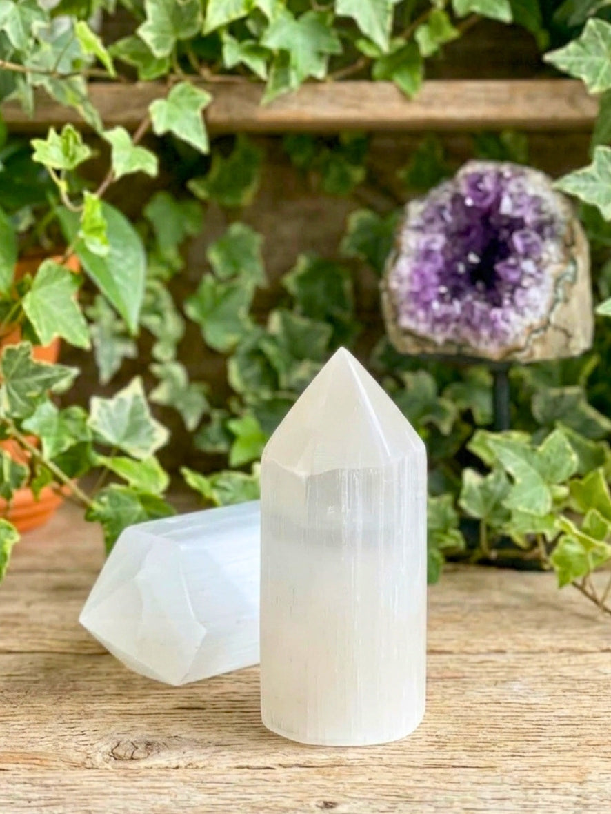 Punta Generador de Selenita Natural MAXI | Limpieza Energética