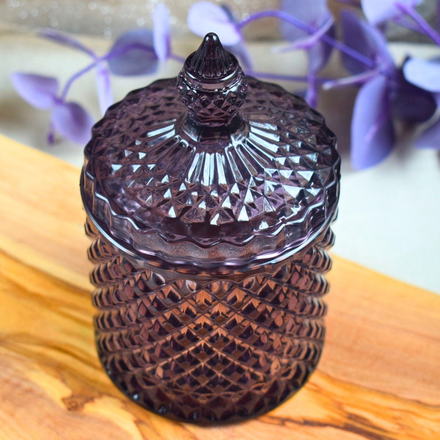 Tarro violeta con tapa de cristal 300ml