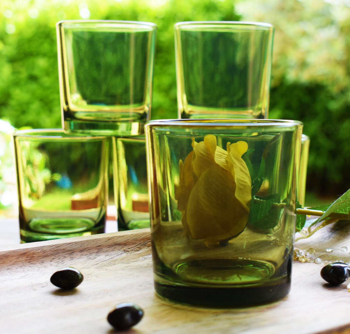 Vaso de vidrio verde botella 180ml