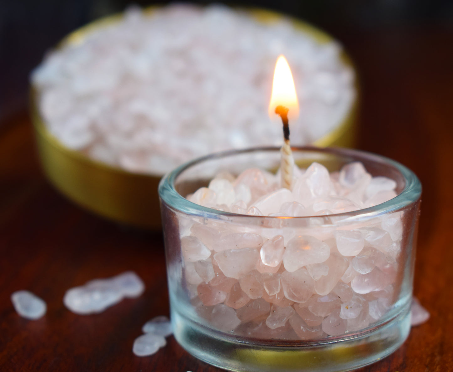 Mineral de Cuarzo rosa en chips