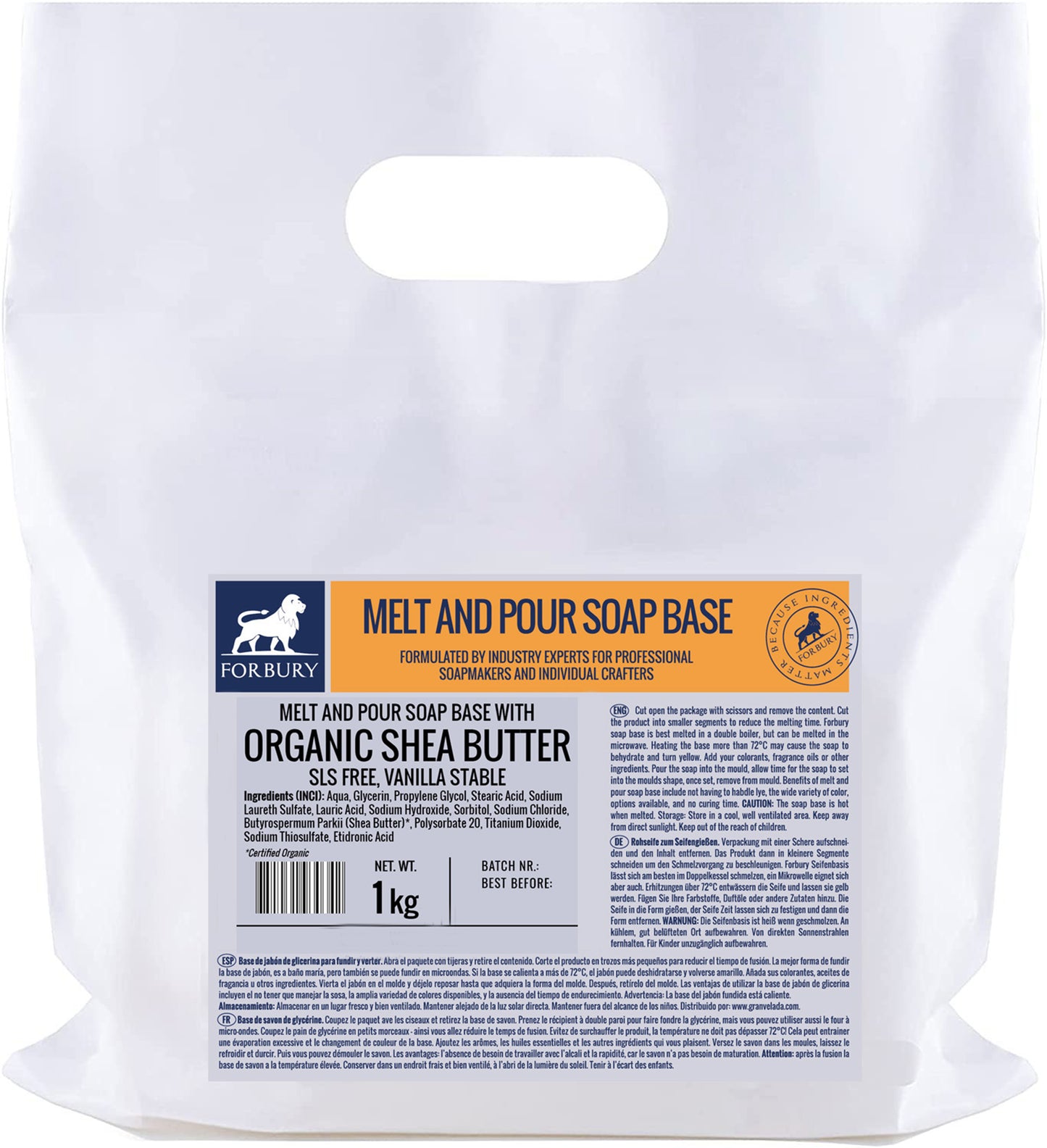 Base para hacer jabón de glicerina Manteca de Karité Orgánica SSL FREE