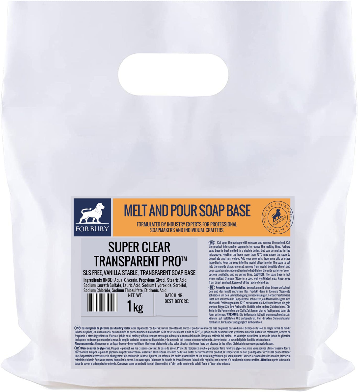 Base para hacer jabón de glicerina Super Clear Transparent SSL FREE