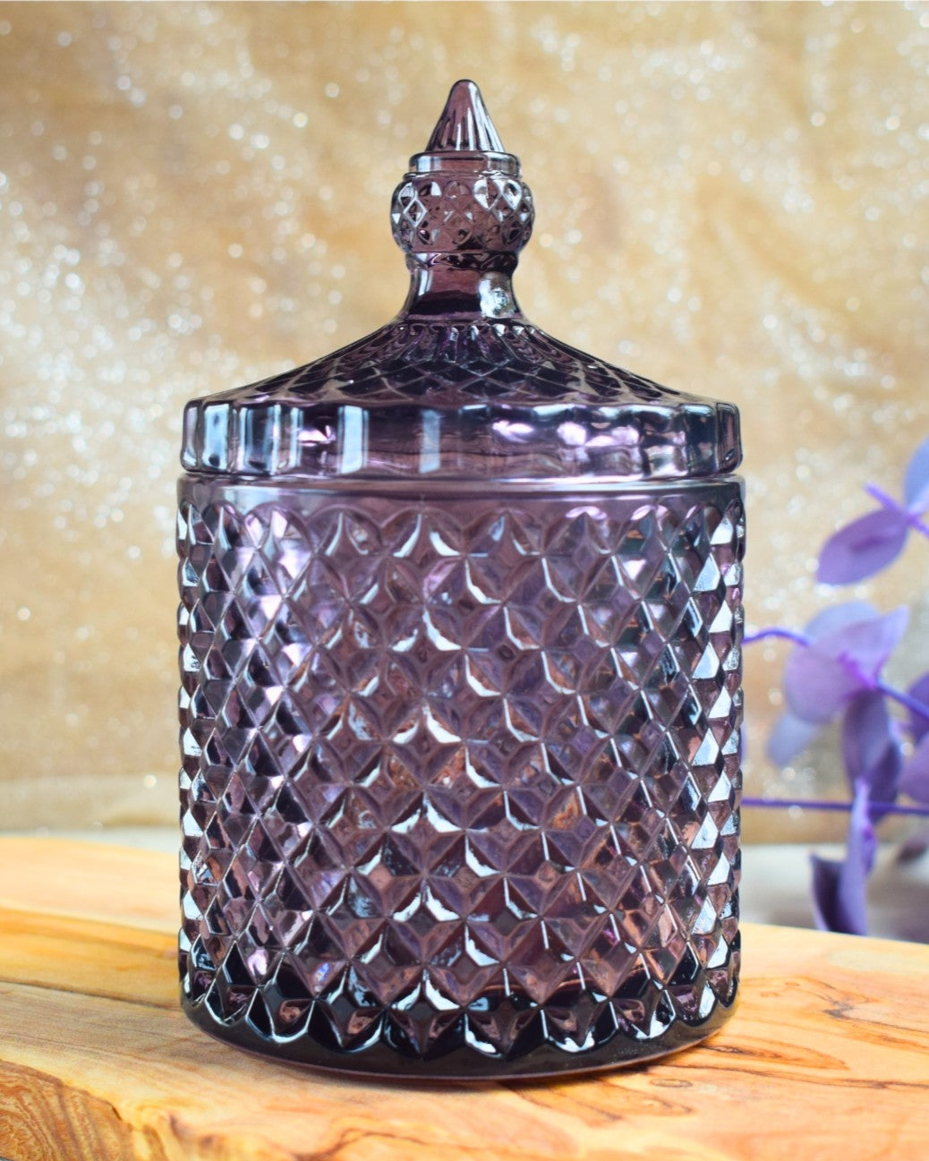 Tarro violeta con tapa de cristal 300ml