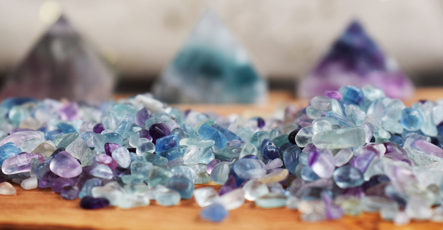 Mineral Fluorita en chips