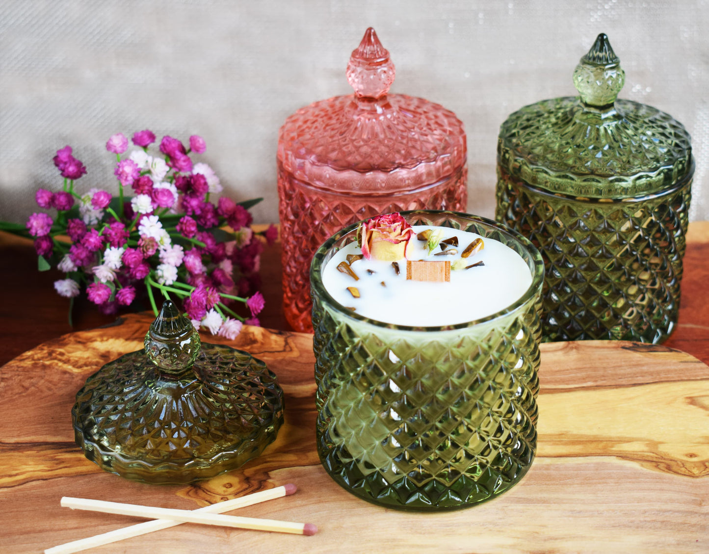 Tarro verde con tapa de cristal 300ml