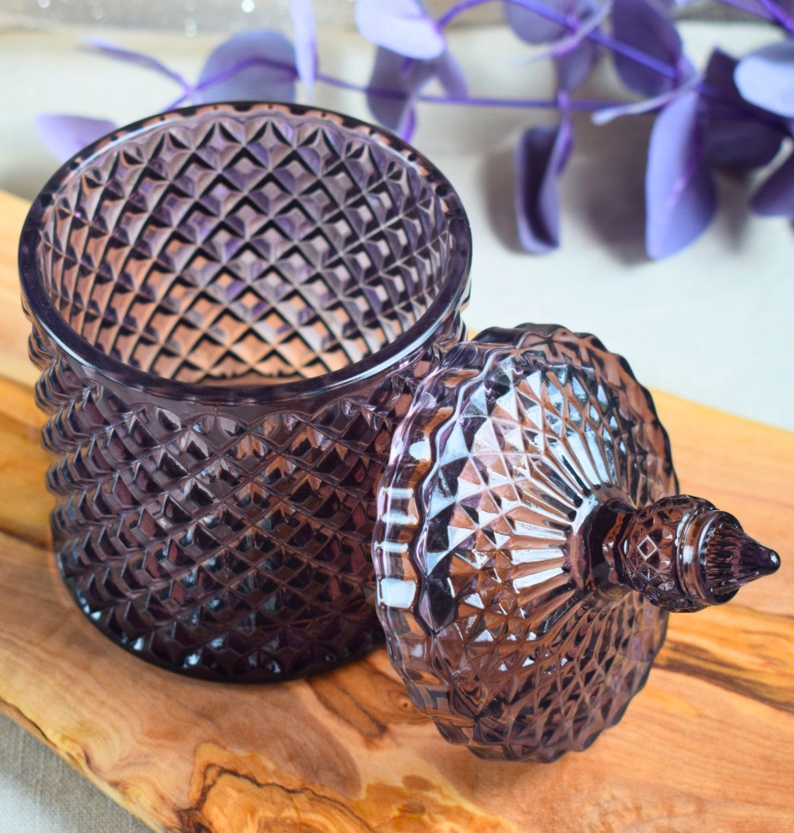 Tarro violeta con tapa de cristal 300ml