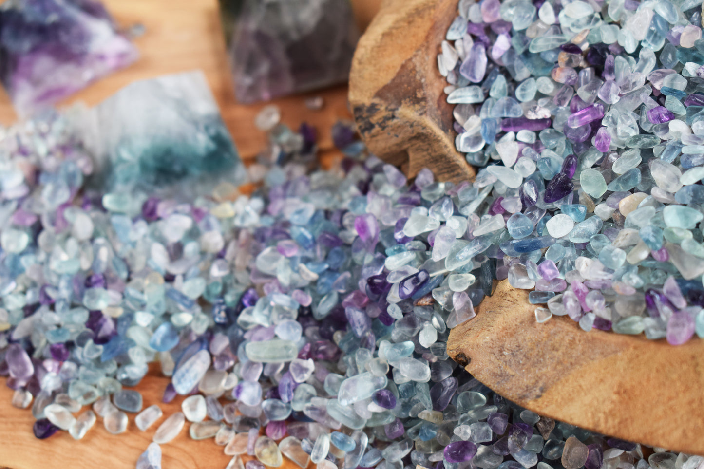 Mineral Fluorita en chips