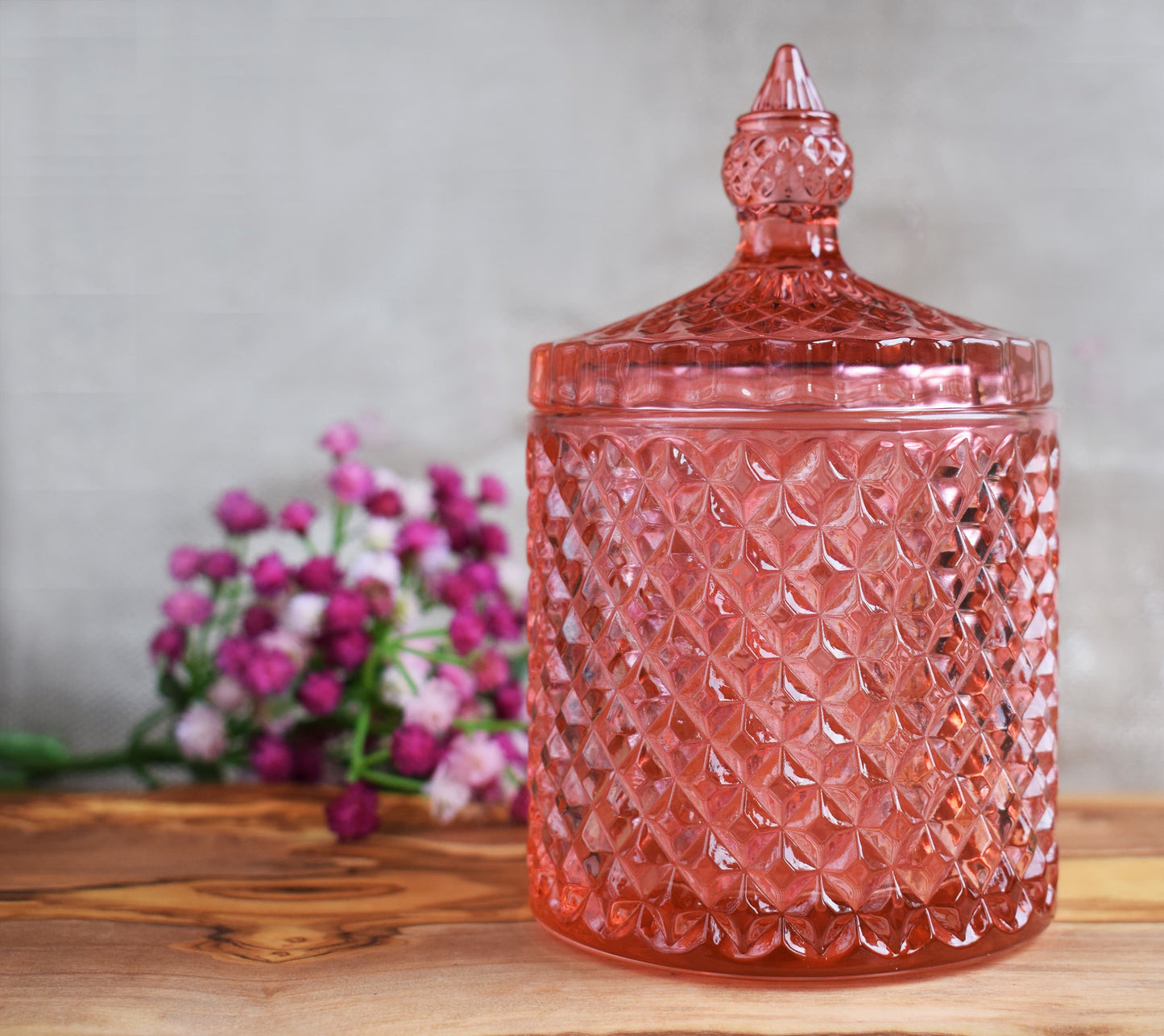 Tarro rosa con tapa de cristal 300ml