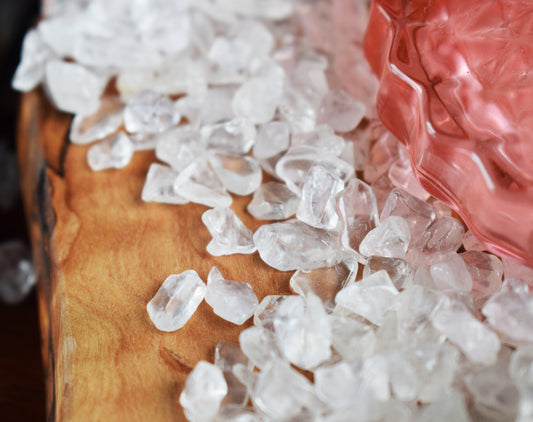 Mineral de cuarzo transparente en chips