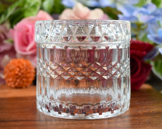 Tarro de vidrio tallado con tapa 250ml