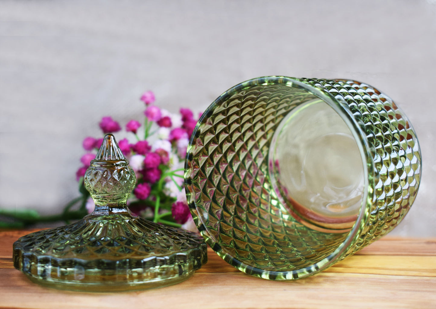 Tarro verde con tapa de cristal 300ml