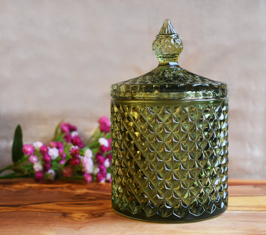 Tarro verde con tapa de cristal 300ml